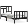 Cadre de lit sans matelas noir bois de pin massif 