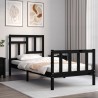 Cadre de lit sans matelas noir bois de pin massif 