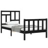 Cadre de lit sans matelas noir bois de pin massif 