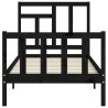 Cadre de lit sans matelas noir bois de pin massif 