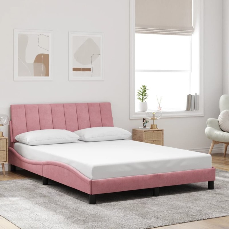 Cadre de lit sans matelas rose 120x200 cm velours 