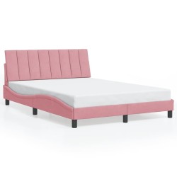 Cadre de lit sans matelas rose 120x200 cm velours 