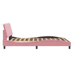 Cadre de lit sans matelas rose 120x200 cm velours 