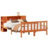 Lit bibliothèque sans matelas cire marron 120x190cm pin massif 