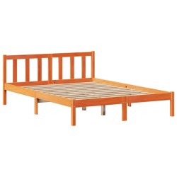 Lit bibliothèque sans matelas cire marron 120x190cm pin massif 