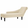 Fauteuil long avec coussin et accoudoir droit crème tissu 