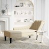 Fauteuil long avec coussin et accoudoir droit crème tissu 