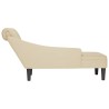 Fauteuil long avec coussin et accoudoir droit crème tissu 