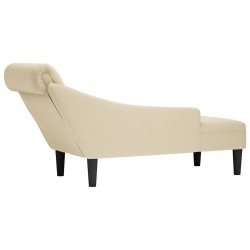 Fauteuil long avec coussin et accoudoir droit crème tissu 