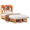Lit bibliothèque sans matelas cire marron 75x190 cm pin massif 