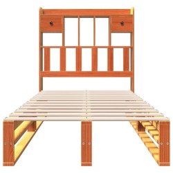 Lit bibliothèque sans matelas cire marron 75x190 cm pin massif 