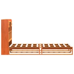 Lit bibliothèque sans matelas cire marron 75x190 cm pin massif 