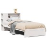 Lit bibliothèque sans matelas blanc 90x190cm bois de pin massif 