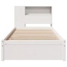 Lit bibliothèque sans matelas blanc 90x190cm bois de pin massif 