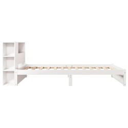 Lit bibliothèque sans matelas blanc 90x190cm bois de pin massif 