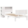 Lit bibliothèque sans matelas blanc 75x190cm bois de pin massif 