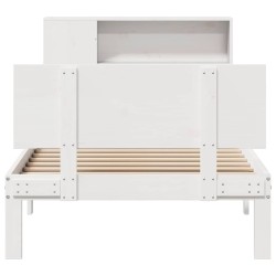 Lit bibliothèque sans matelas blanc 75x190cm bois de pin massif 