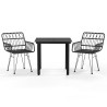 Ensemble à manger de jardin 3 pcs Noir Résine tressée 