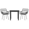Ensemble à manger de jardin 3 pcs Noir Résine tressée 