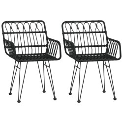 Ensemble à manger de jardin 3 pcs Noir Résine tressée 
