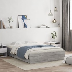 Cadre de lit avec tiroirs sans matelas sonoma gris 120x200 cm 