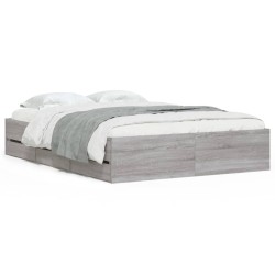 Cadre de lit avec tiroirs sans matelas sonoma gris 120x200 cm 