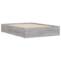 Cadre de lit avec tiroirs sans matelas sonoma gris 120x200 cm 