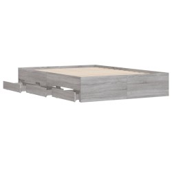 Cadre de lit avec tiroirs sans matelas sonoma gris 120x200 cm 