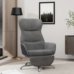 Chaise de relaxation avec repose-pieds Gris foncé Tissu 