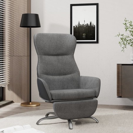 Chaise de relaxation avec repose-pieds Gris foncé Tissu 