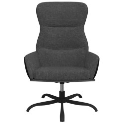 Chaise de relaxation avec repose-pieds Gris foncé Tissu 