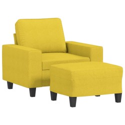 Fauteuil avec repose-pied Jaune clair 60 cm Tissu 