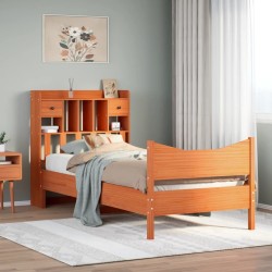 Cadre de lit sans matelas cire marron 75x190 cm bois pin massif 