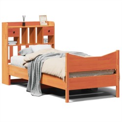 Cadre de lit sans matelas cire marron 75x190 cm bois pin massif 