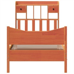 Cadre de lit sans matelas cire marron 75x190 cm bois pin massif 