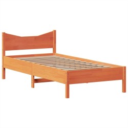 Cadre de lit sans matelas cire marron 75x190 cm bois pin massif 