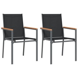Ensemble à manger de jardin 3 pcs noir textilène et acier 