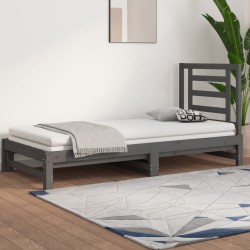 Lit coulissant sans matelas gris 2x(90x200) cm 