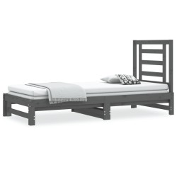 Lit coulissant sans matelas gris 2x(90x200) cm 