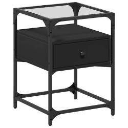 Table de chevet noir 40x40x55 cm bois d'ingénierie 