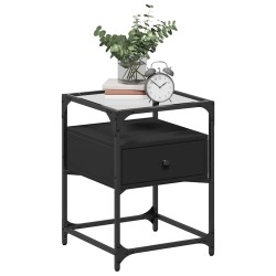 Table de chevet noir 40x40x55 cm bois d'ingénierie 