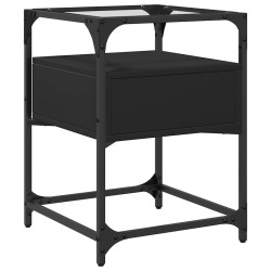 Table de chevet noir 40x40x55 cm bois d'ingénierie 