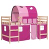 Lit mezzanine enfants avec tunnel sans matelas rose 80x200 cm 