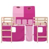 Lit mezzanine enfants avec tunnel sans matelas rose 80x200 cm 