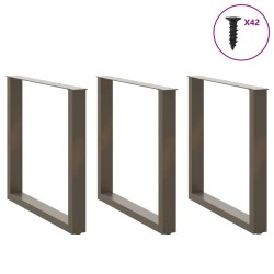 Pieds de table à manger en U 3 pièces Acier naturel 80 x (72-73) cm Acier 