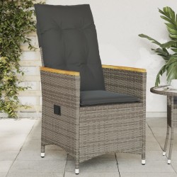 Chaise inclinable de jardin avec coussins gris résine tressée 