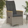 Chaise inclinable de jardin avec coussins gris résine tressée 