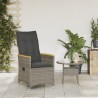 Chaise inclinable de jardin avec coussins gris résine tressée 