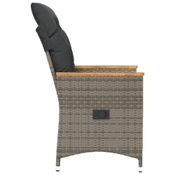 Chaise inclinable de jardin avec coussins gris résine tressée 