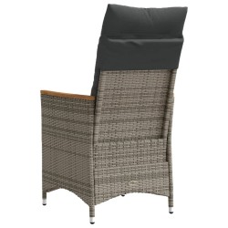 Chaise inclinable de jardin avec coussins gris résine tressée 
